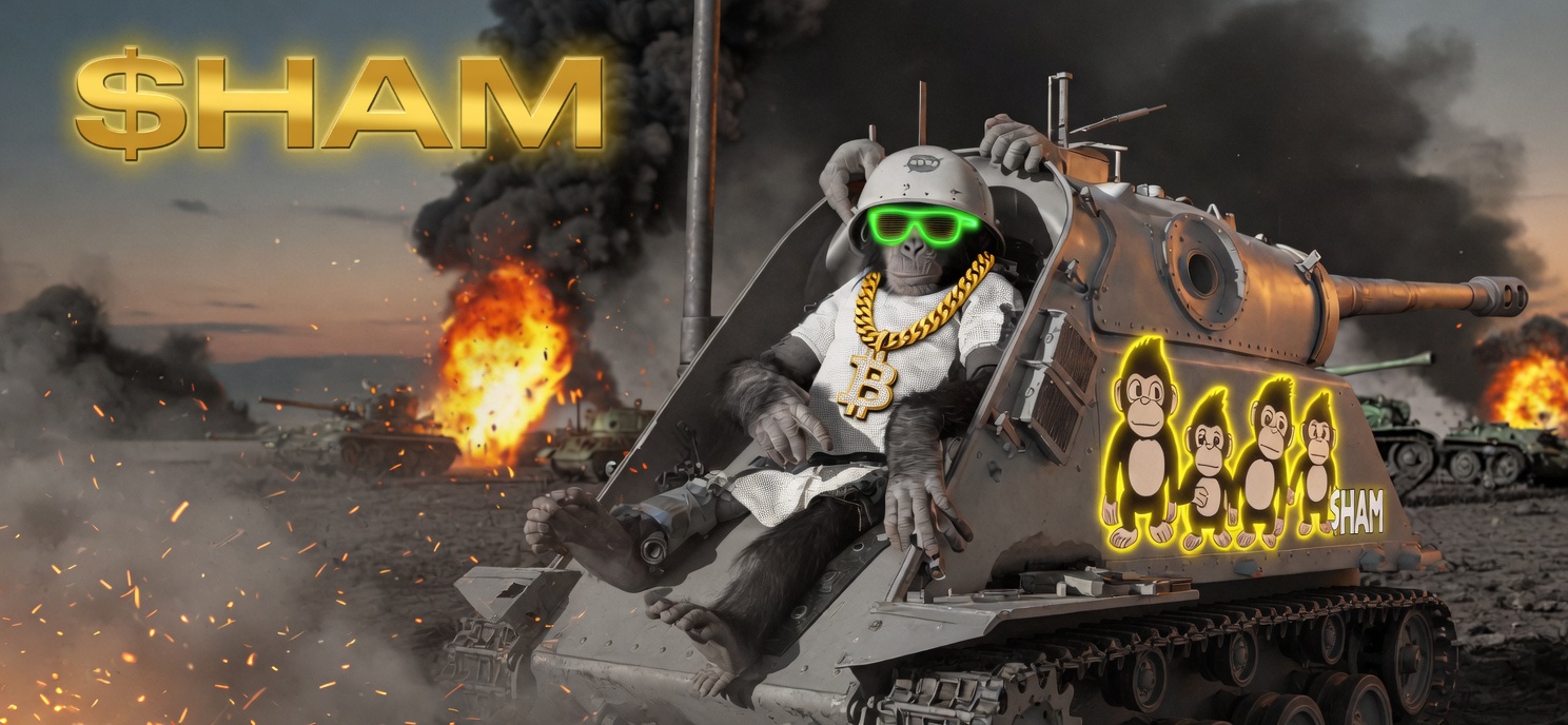 Ham riding a tank through the crypto wasteland